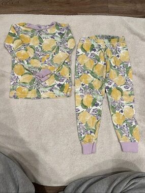 Burt's Bees Yellow Lemon & Purple Floral Cotton Pajama Set